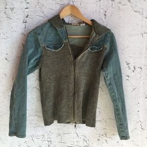 RUFF HEWN BLUE HOODED SWEATER JEAN JACKET S